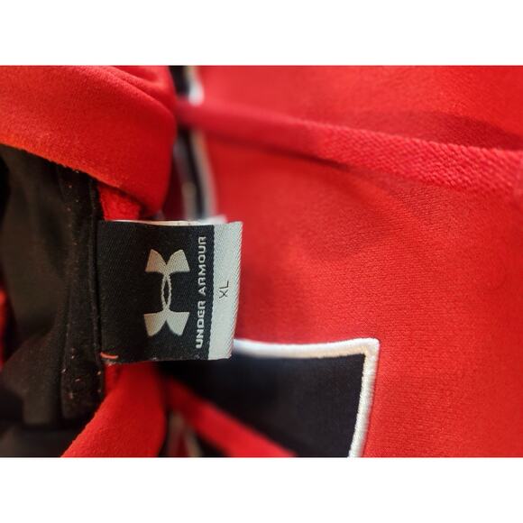 Under Armour Mens Big Logo Hooded Sweatshirt Red Fleece Long‎ Sleeve Mens XL - Picture 3 of 6